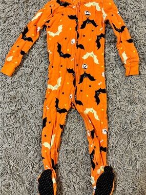 Old Navy Orange Halloween Bat Print Kids Footed Pajamas